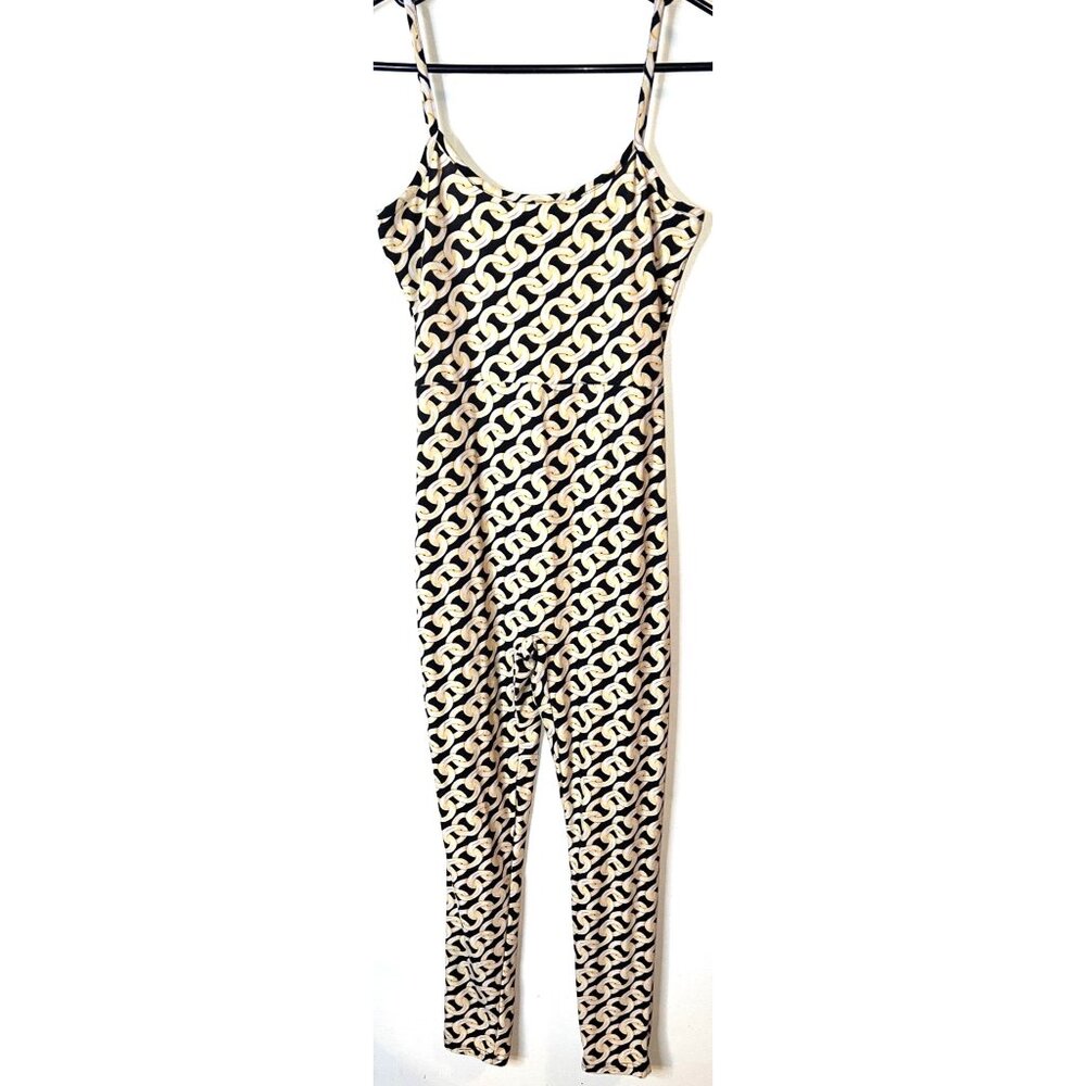 Patterned Strap Jumpsuit Full Circle Trends Made Of Stretchy Fabric  Medium
